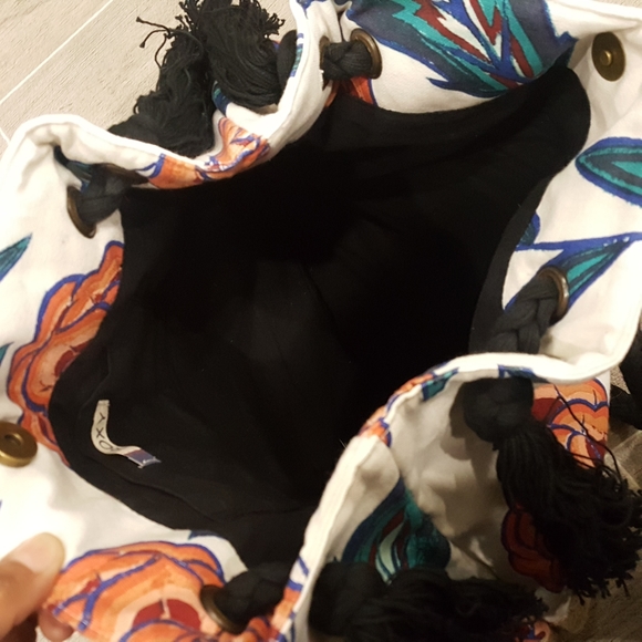 Roxy Rose Print Jute & Cotton Purse - Picture 4 of 6